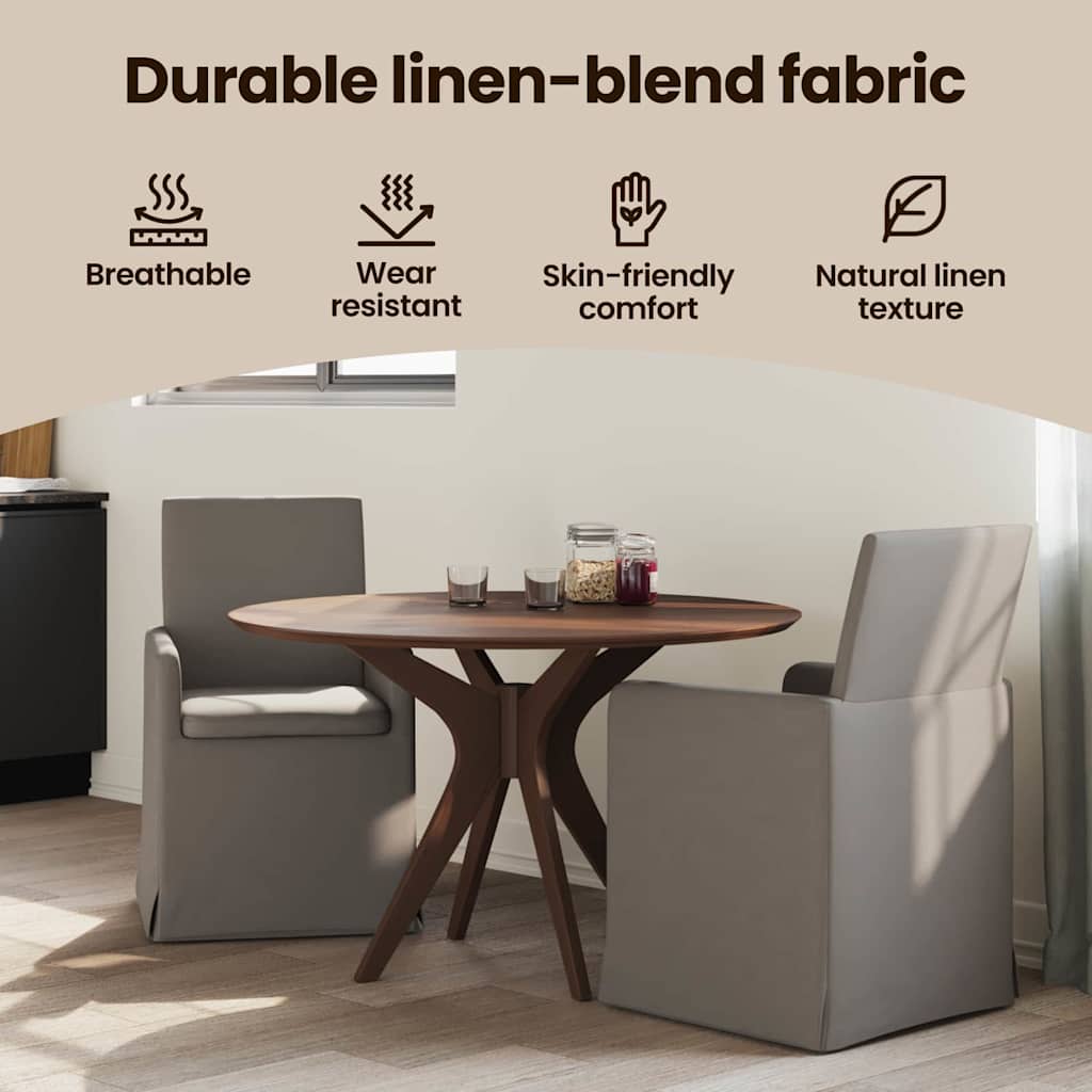 Spisestole med hjul 2 pcs Lysegrå 57 x 67 x 95 cm Linned