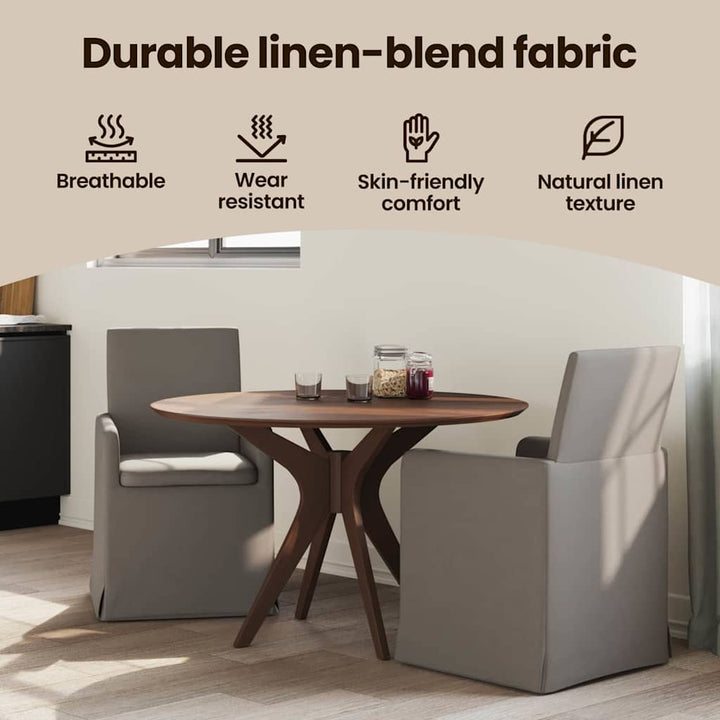 Spisestole med hjul 2 pcs Lysegrå 57 x 67 x 95 cm Linned