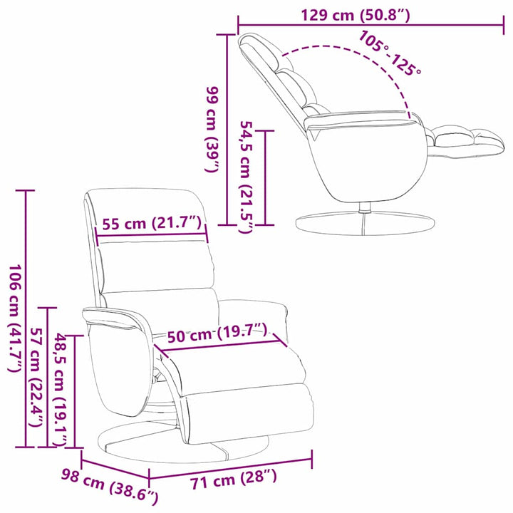 Liggestol Hvid 98 x 71 x 106 cm PU