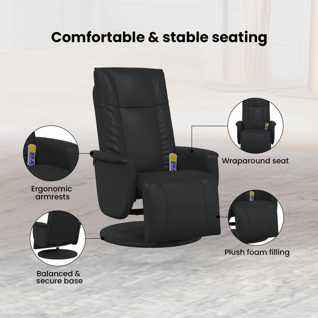 Svingende Massage Recliner Stol Sort 71 x 90 x 105 cm