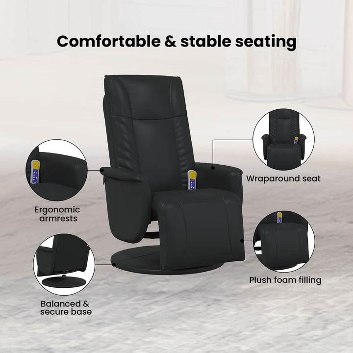 Svingende Massage Recliner Stol Sort 71 x 90 x 105 cm