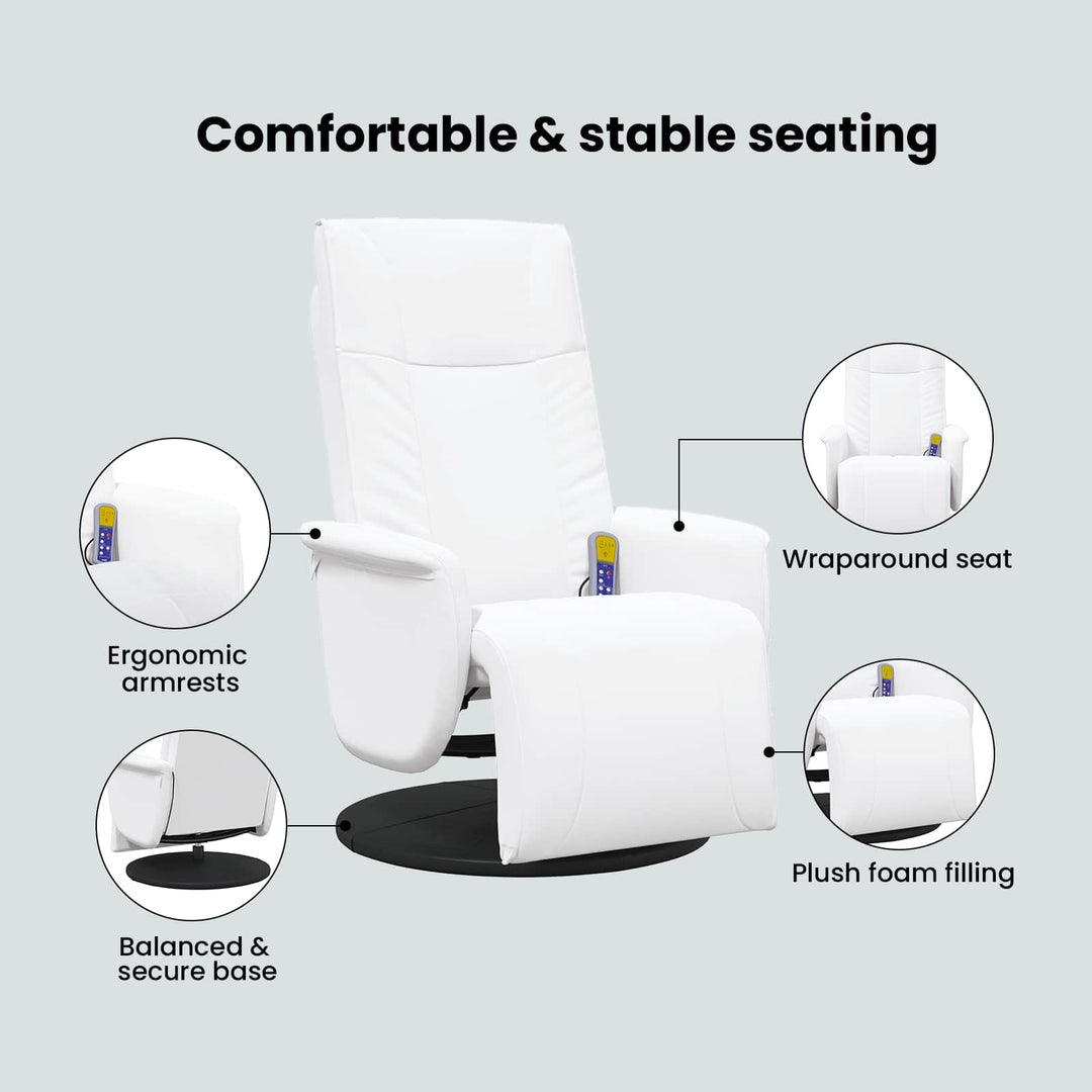 Svingende Massage Recliner Stol Hvid 71 x 90 x 105 cm
