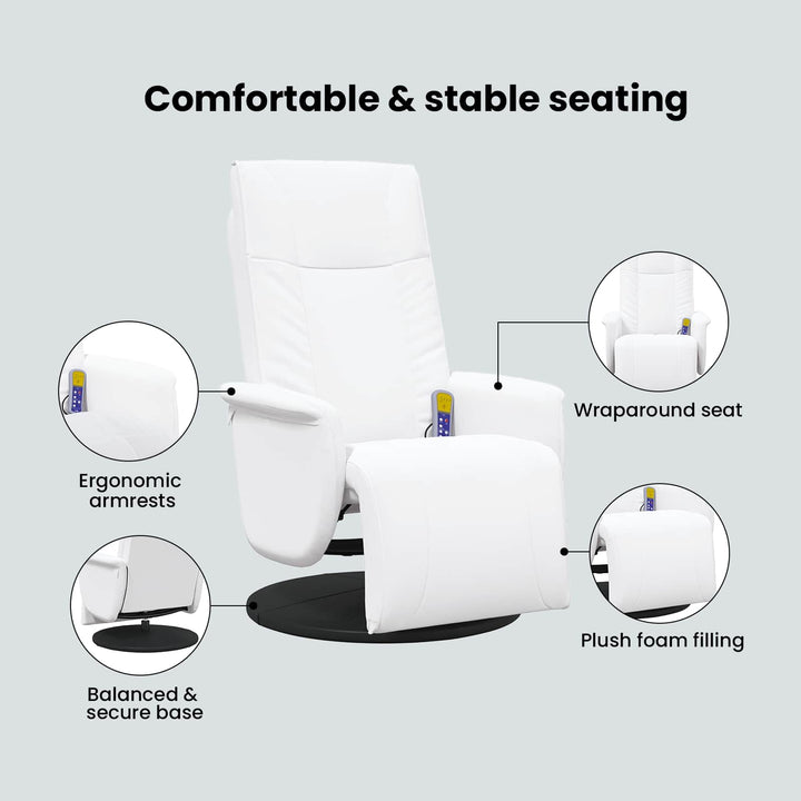Svingende Massage Recliner Stol Hvid 71 x 90 x 105 cm