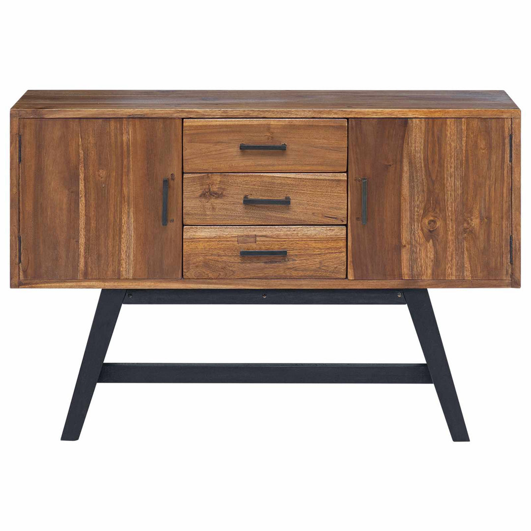TV-bord med skuffe Naturfarvet 110 x 30 x 75 cm Massiv Teaktræ