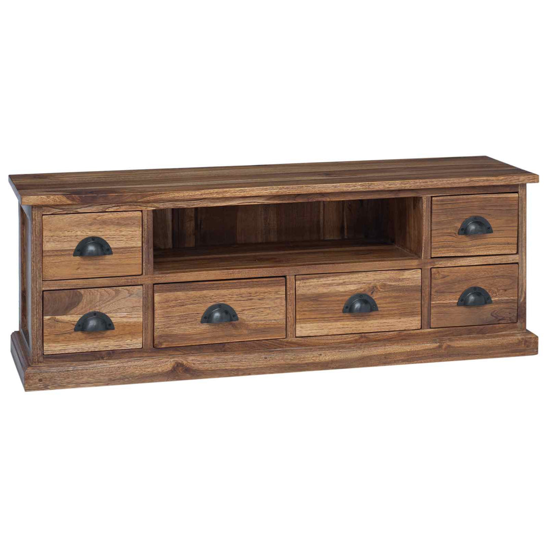 TV-bord med skuffe Naturfarvet 110 x 30 x 40 cm Massiv Teaktræ