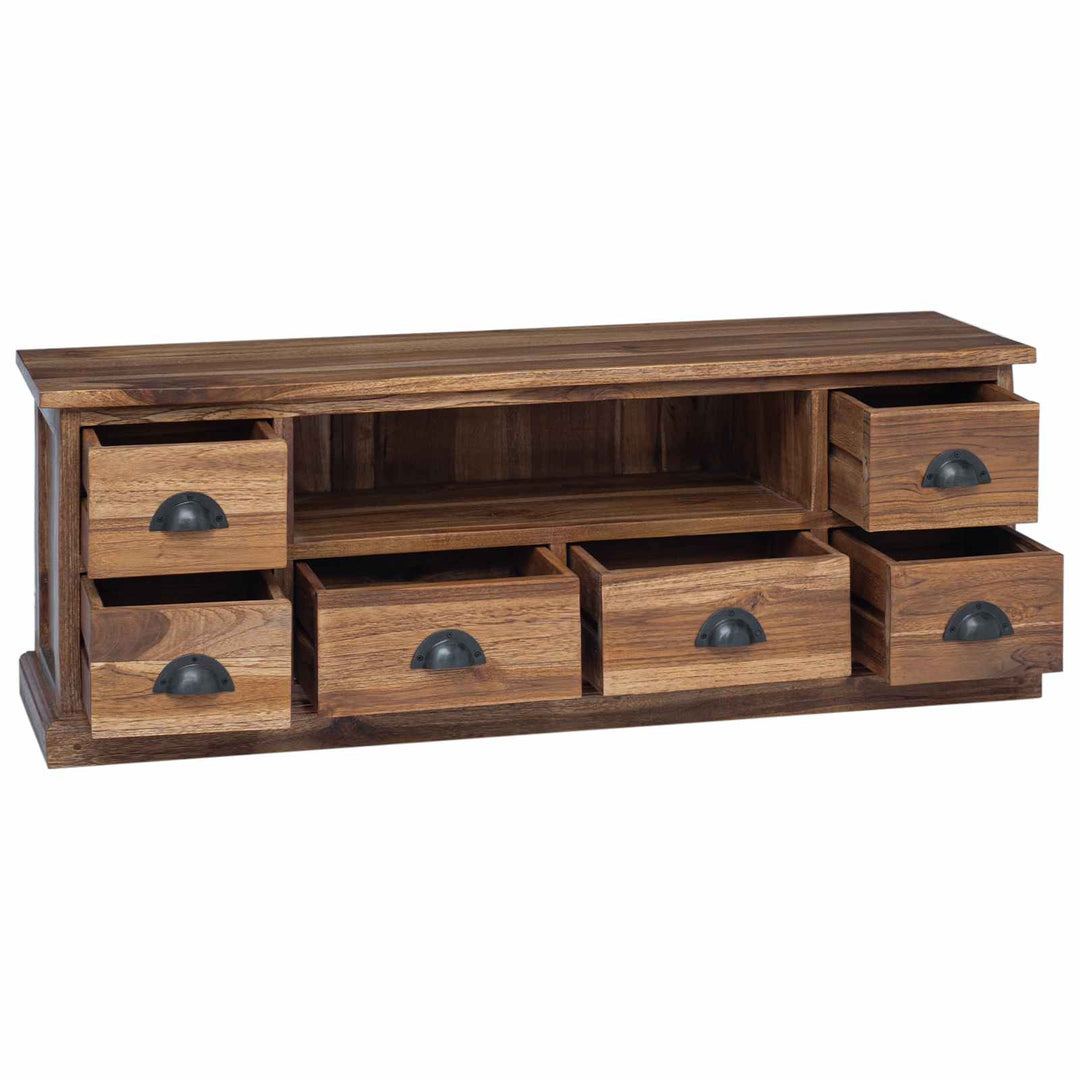TV-bord med skuffe Naturfarvet 110 x 30 x 40 cm Massiv Teaktræ