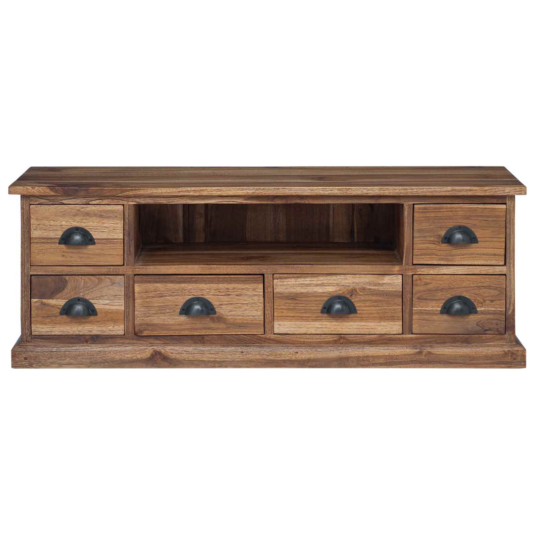 TV-bord med skuffe Naturfarvet 110 x 30 x 40 cm Massiv Teaktræ