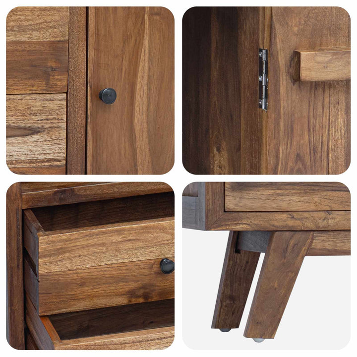 Sideboard Naturfarvet 100 x 30 x 68 cm Massiv Teaktræ