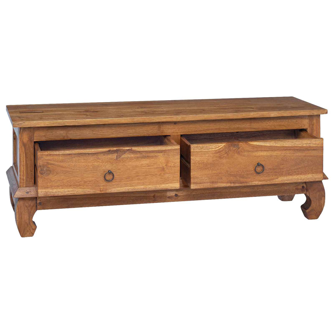 TV-bord med skuffe Naturfarvet 110 x 35 x 40 cm Massiv Teaktræ