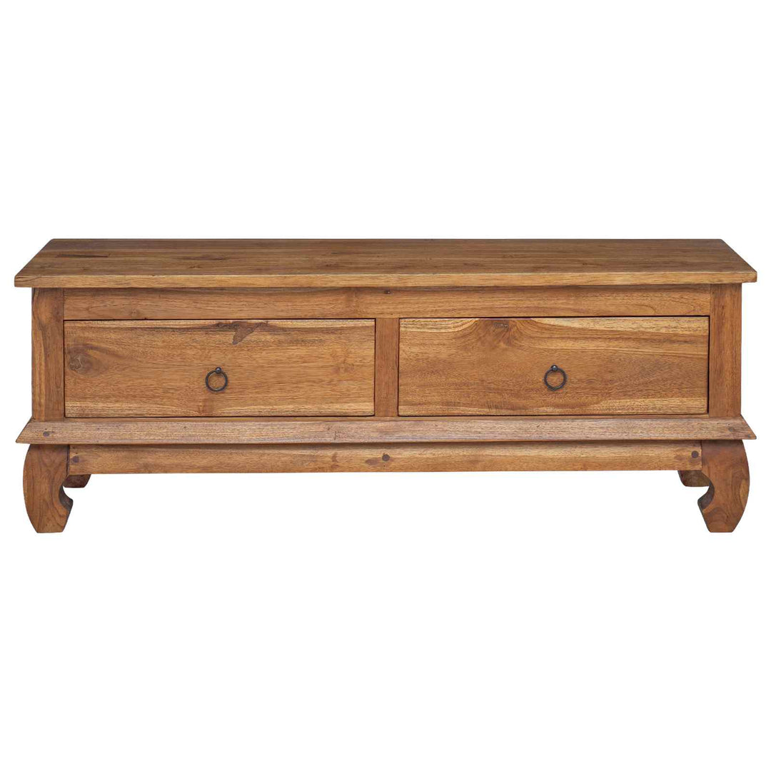 TV-bord med skuffe Naturfarvet 110 x 35 x 40 cm Massiv Teaktræ