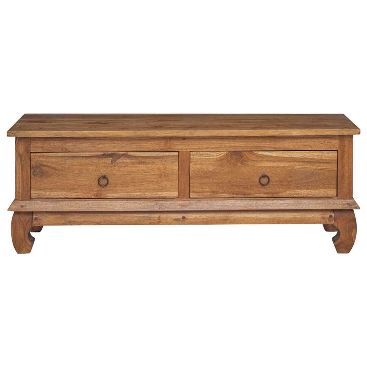 TV-bord med skuffe Naturfarvet 110 x 35 x 40 cm Massiv Teaktræ