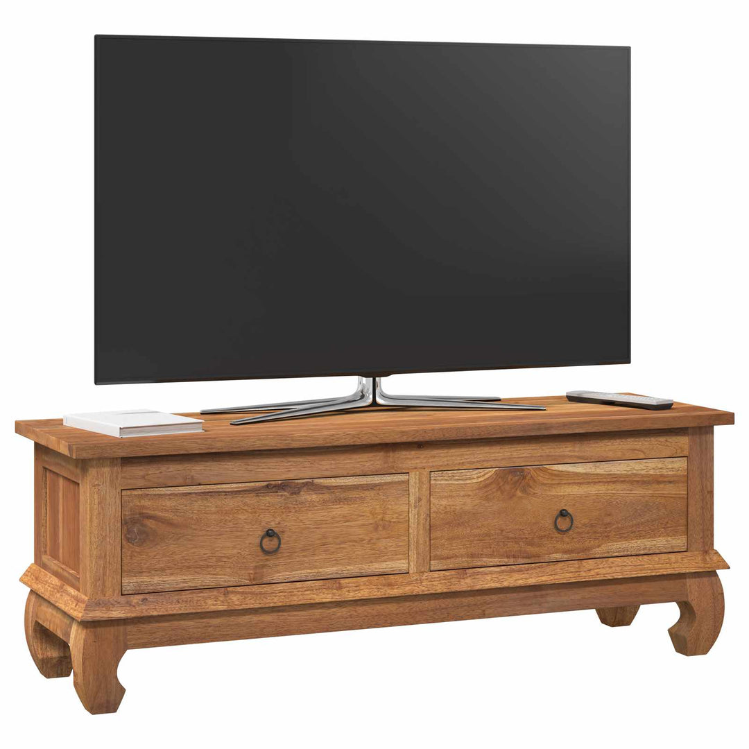 TV-bord med skuffe Naturfarvet 110 x 35 x 40 cm Massiv Teaktræ