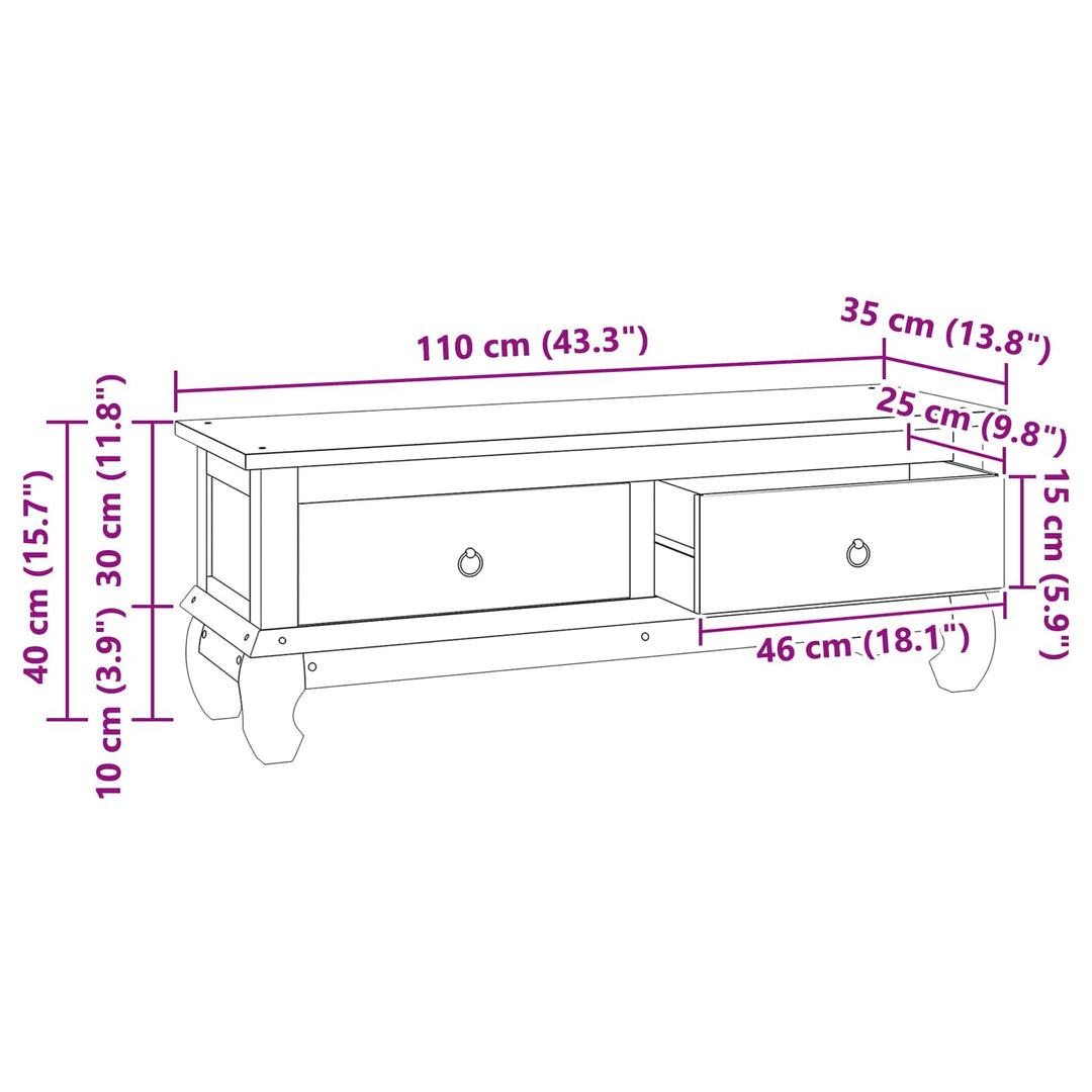TV-bord med skuffe Naturfarvet 110 x 35 x 40 cm Massiv Teaktræ