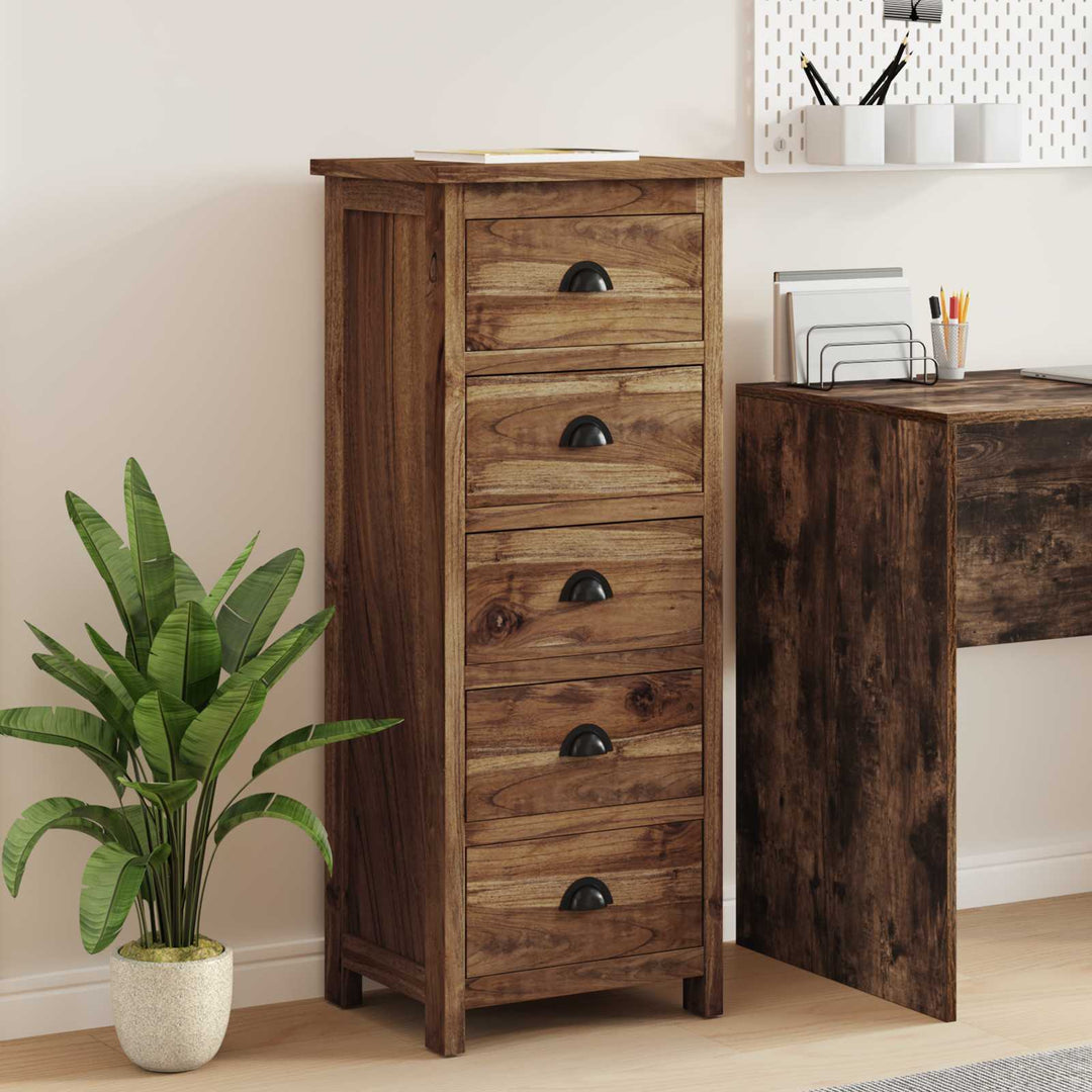 Skuffeskab Naturfarvet 45 x 35 x 110 cm Massiv Teaktræ