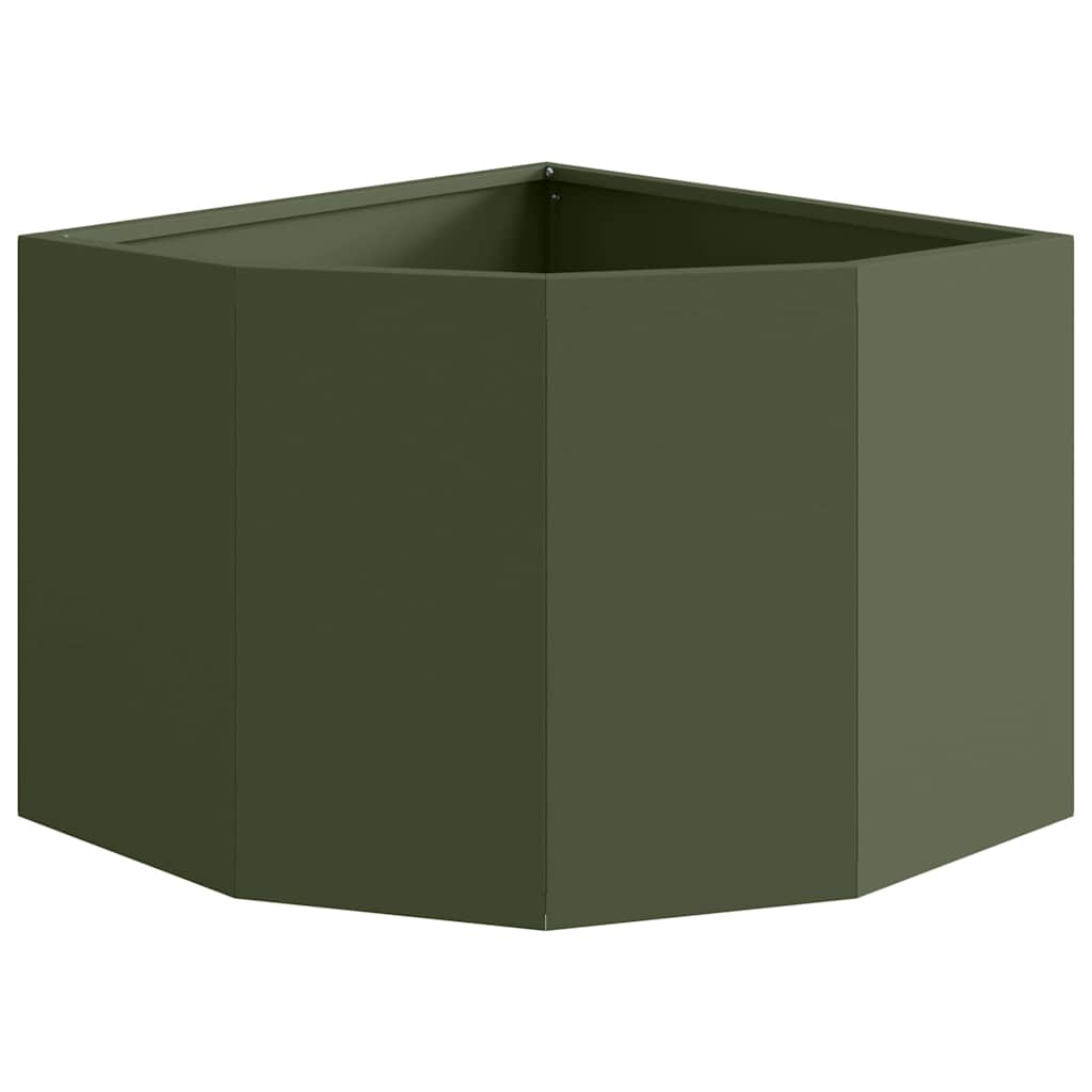 Hjørne Plantekasse Olivengrøn 45 x 45 x 35 cm Stål