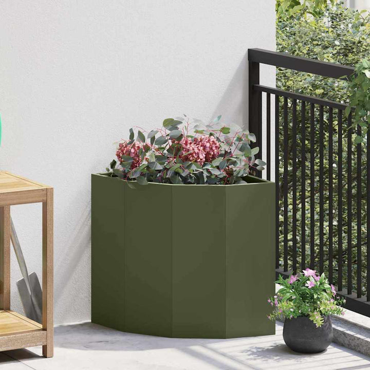 Hjørne Plantekasse Olivengrøn 45 x 45 x 50 cm Stål