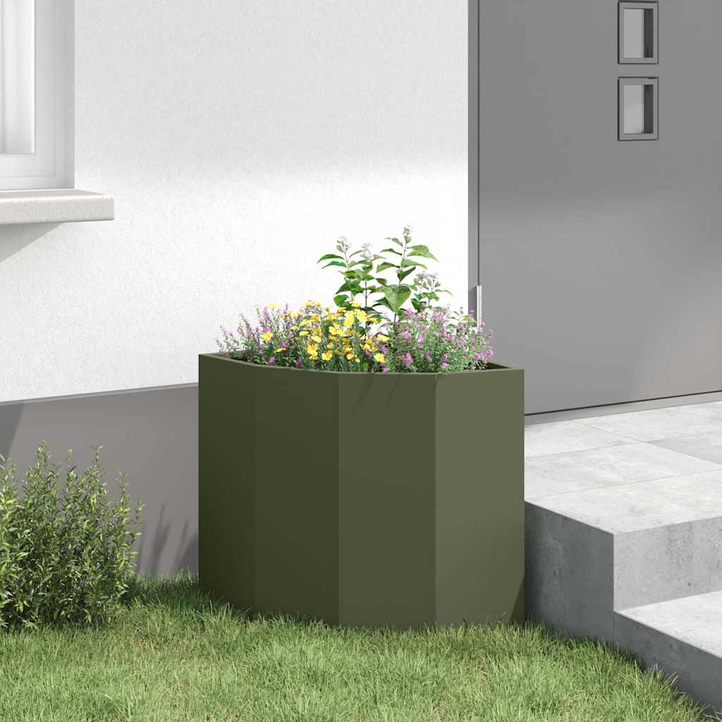 Hjørne Plantekasse Olivengrøn 45 x 45 x 50 cm Stål