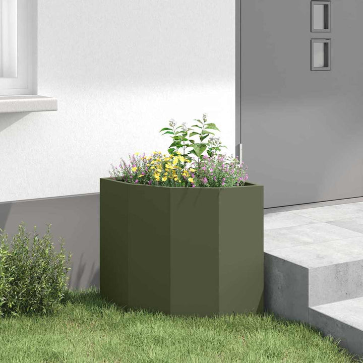 Hjørne Plantekasse Olivengrøn 45 x 45 x 50 cm Stål