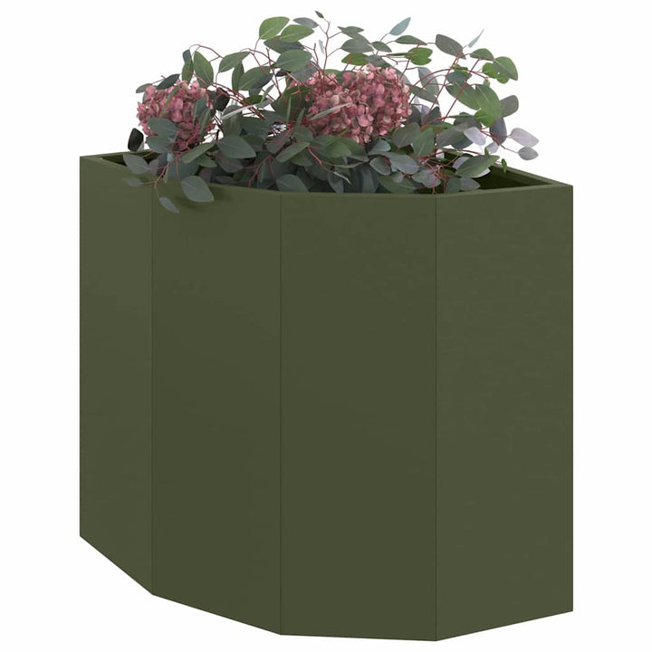 Hjørne Plantekasse Olivengrøn 45 x 45 x 50 cm Stål