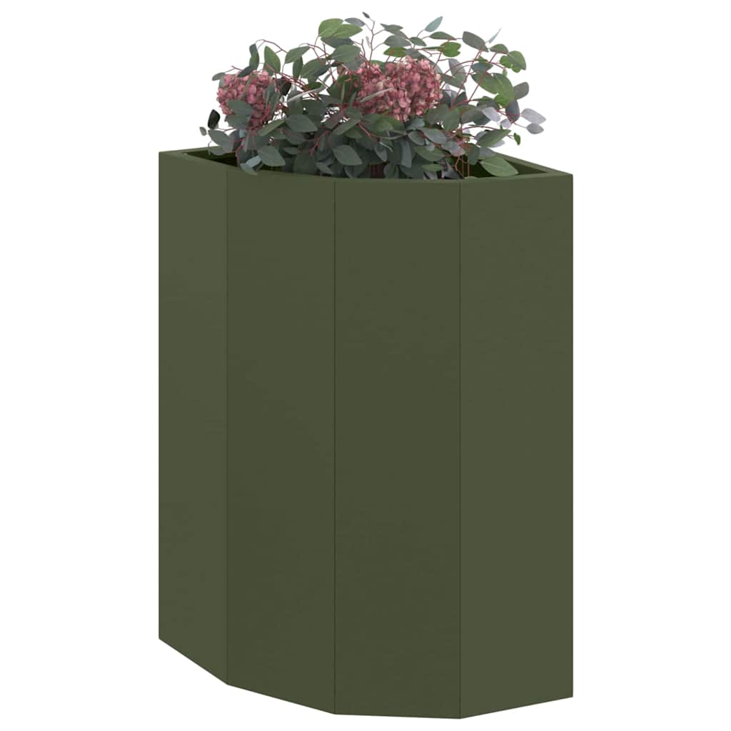 Hjørne Plantekasse Olivengrøn 30 x 30 x 50 cm Stål