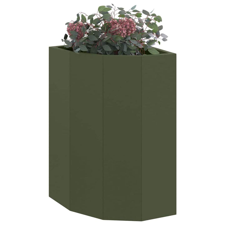 Hjørne Plantekasse Olivengrøn 30 x 30 x 50 cm Stål