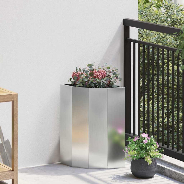 Hjørne Plantekasse Sølv 30 x 30 x 50 cm Galvaniseret stål