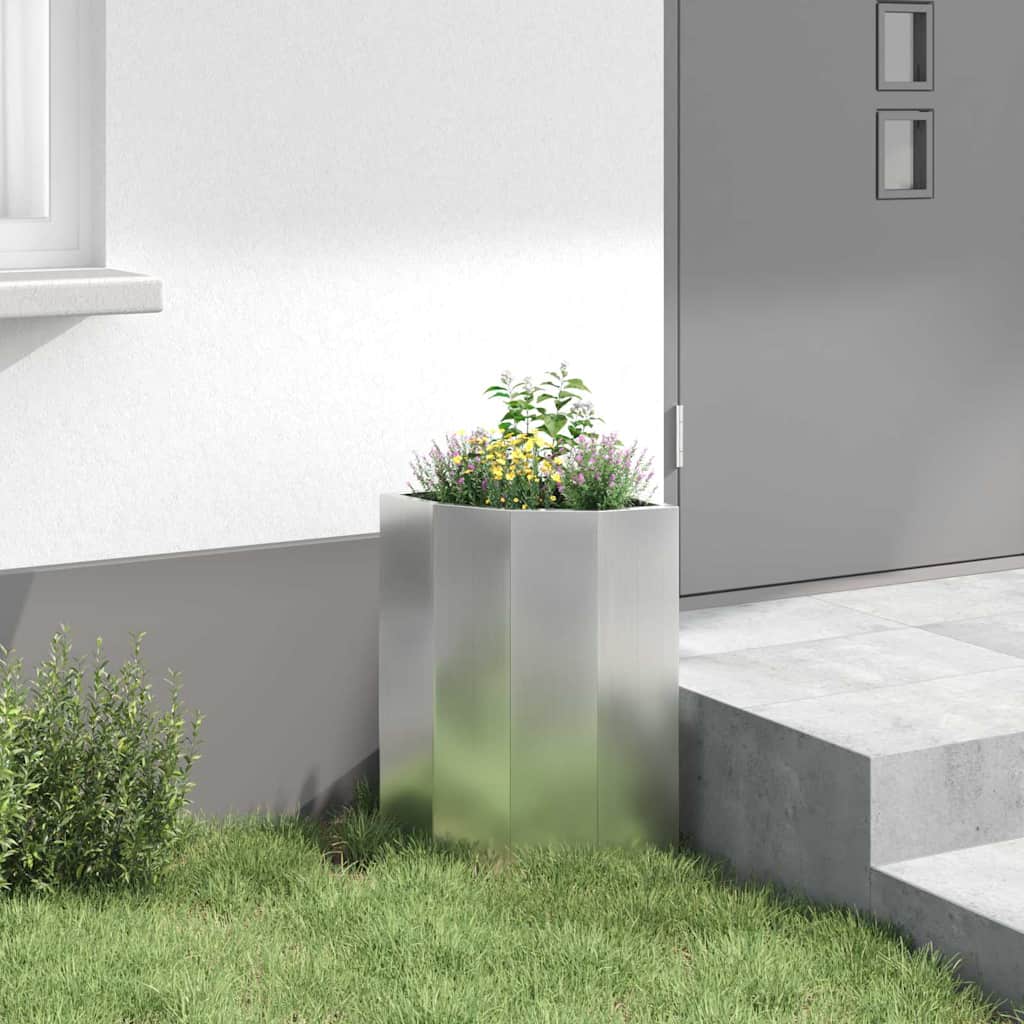 Hjørne Plantekasse Sølv 30 x 30 x 50 cm Galvaniseret stål