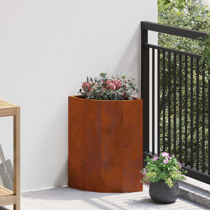 Hjørne Plantekasse Rusten 30 x 30 x 50 cm Forvitret stål