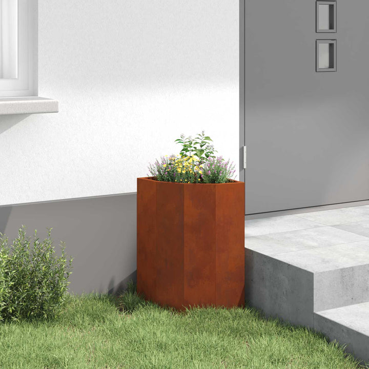 Hjørne Plantekasse Rusten 30 x 30 x 50 cm Forvitret stål