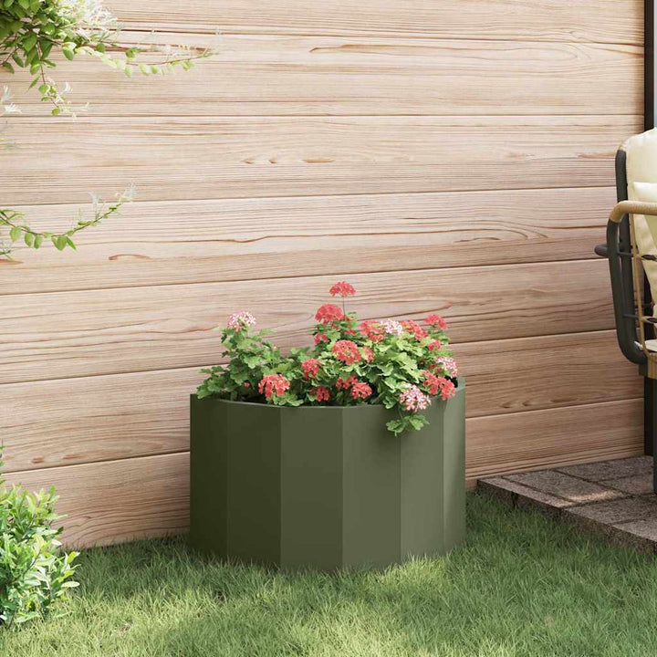 Plantekasse Oliven grøn 60 x 30 x 35 cm Stål