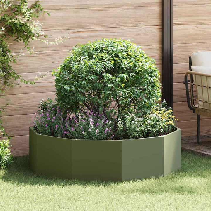 Plantekasse Oliven grøn 120 x 120 x 35 cm Stål