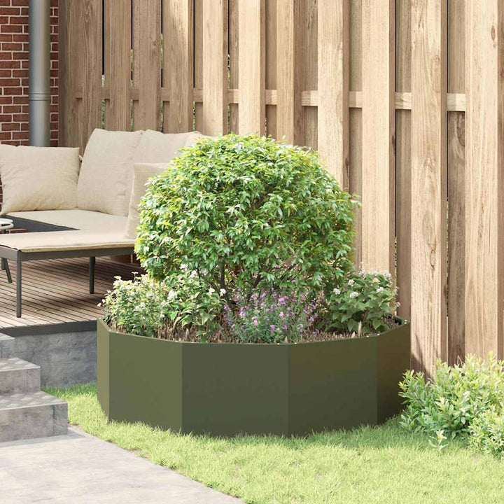 Plantekasse Oliven grøn 120 x 120 x 35 cm Stål