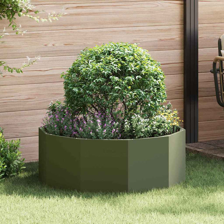 Plantekasse Oliven grøn 90 x 90 x 35 cm Stål