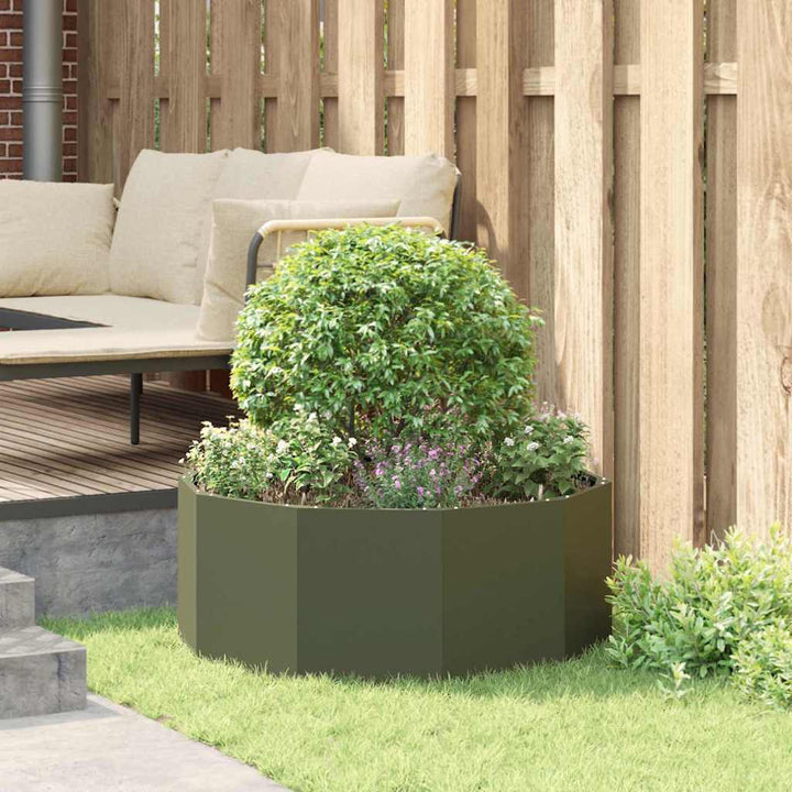 Plantekasse Oliven grøn 90 x 90 x 35 cm Stål