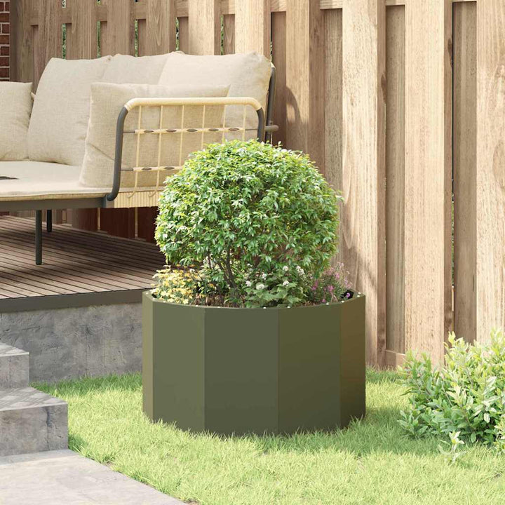 Plantekasse Oliven grøn 60 x 60 x 35 cm Stål