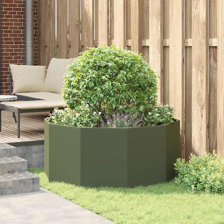 Plantekasse Oliven grøn 120 x 120 x 50 cm Stål