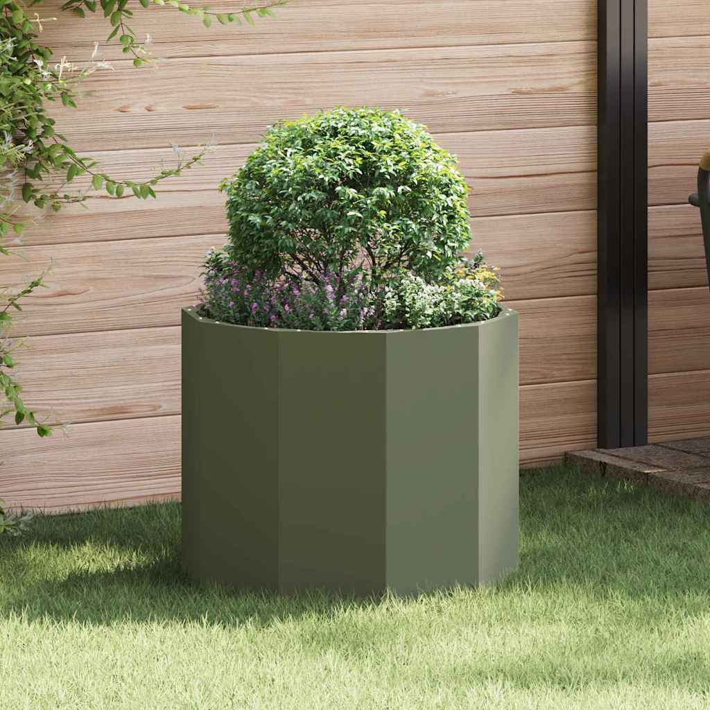 Plantekasse Oliven grøn 60 x 60 x 50 cm Stål