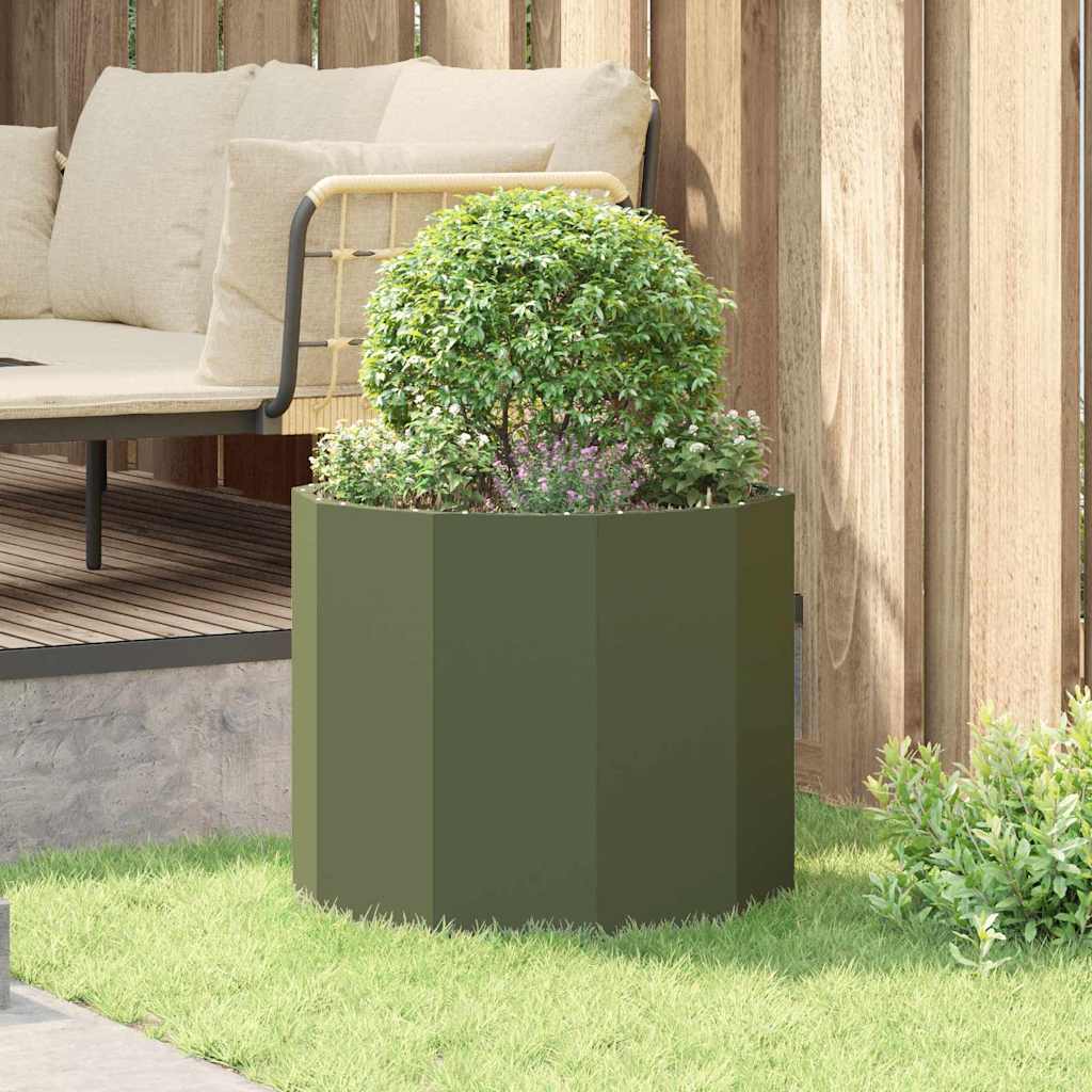 Plantekasse Oliven grøn 60 x 60 x 50 cm Stål