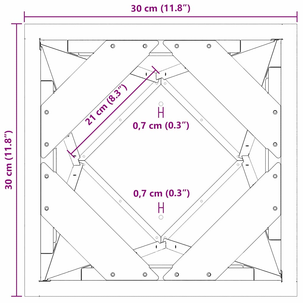 Plantekasse Sort 30 x 30 x 75 cm Stål