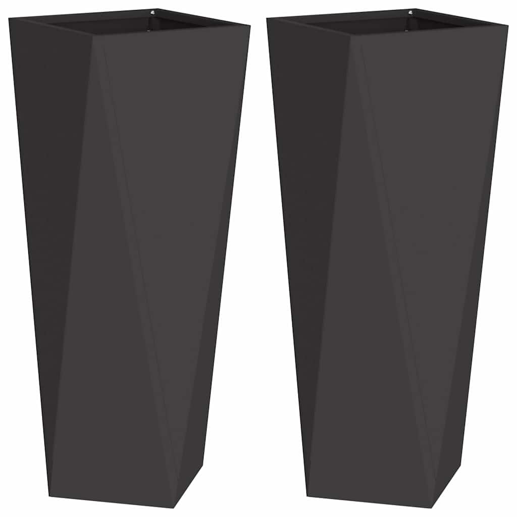 Plantekasse 2 stk. Sort 30 x 30 x 75 cm Stål