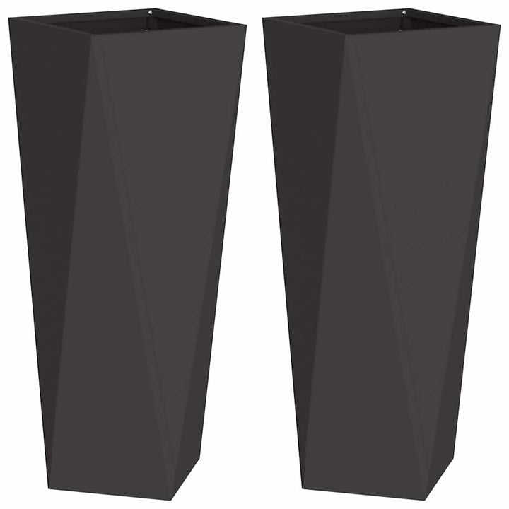 Plantekasse 2 stk. Sort 30 x 30 x 75 cm Stål