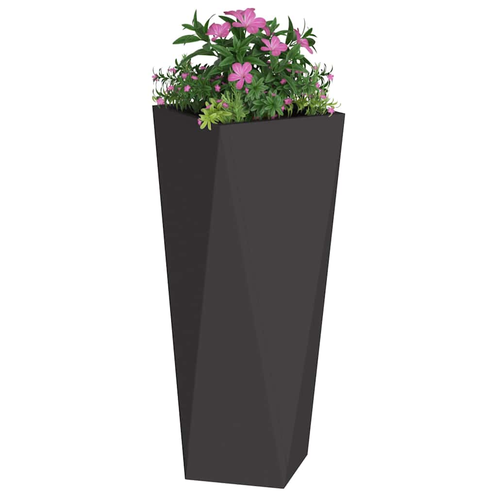 Plantekasse 2 stk. Sort 30 x 30 x 75 cm Stål