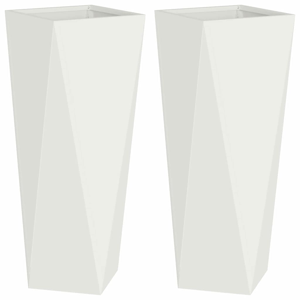 Plantekasse 2 stk. Hvid 30 x 30 x 75 cm Stål