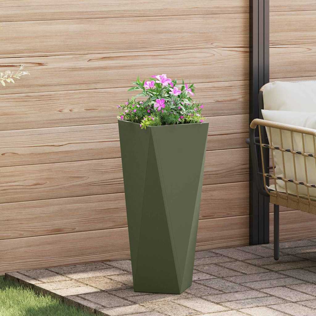 Plantekasse 2 pcs Oliven grøn 30 x 30 x 75 cm Stål