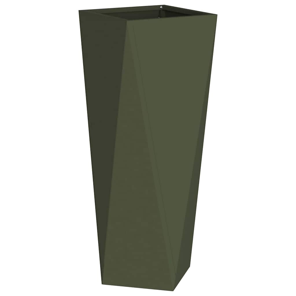 Plantekasse 2 pcs Oliven grøn 30 x 30 x 75 cm Stål