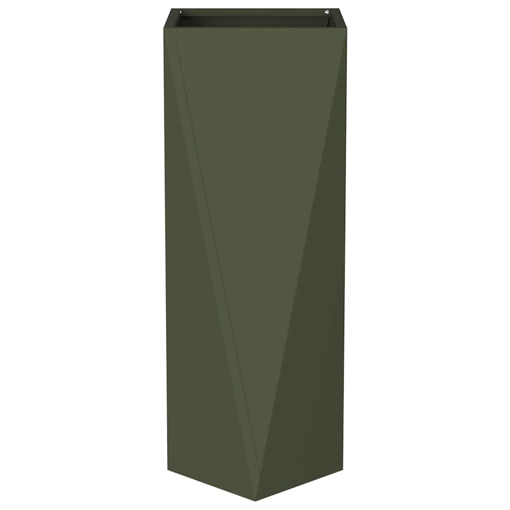 Plantekasse 2 pcs Oliven grøn 30 x 30 x 75 cm Stål