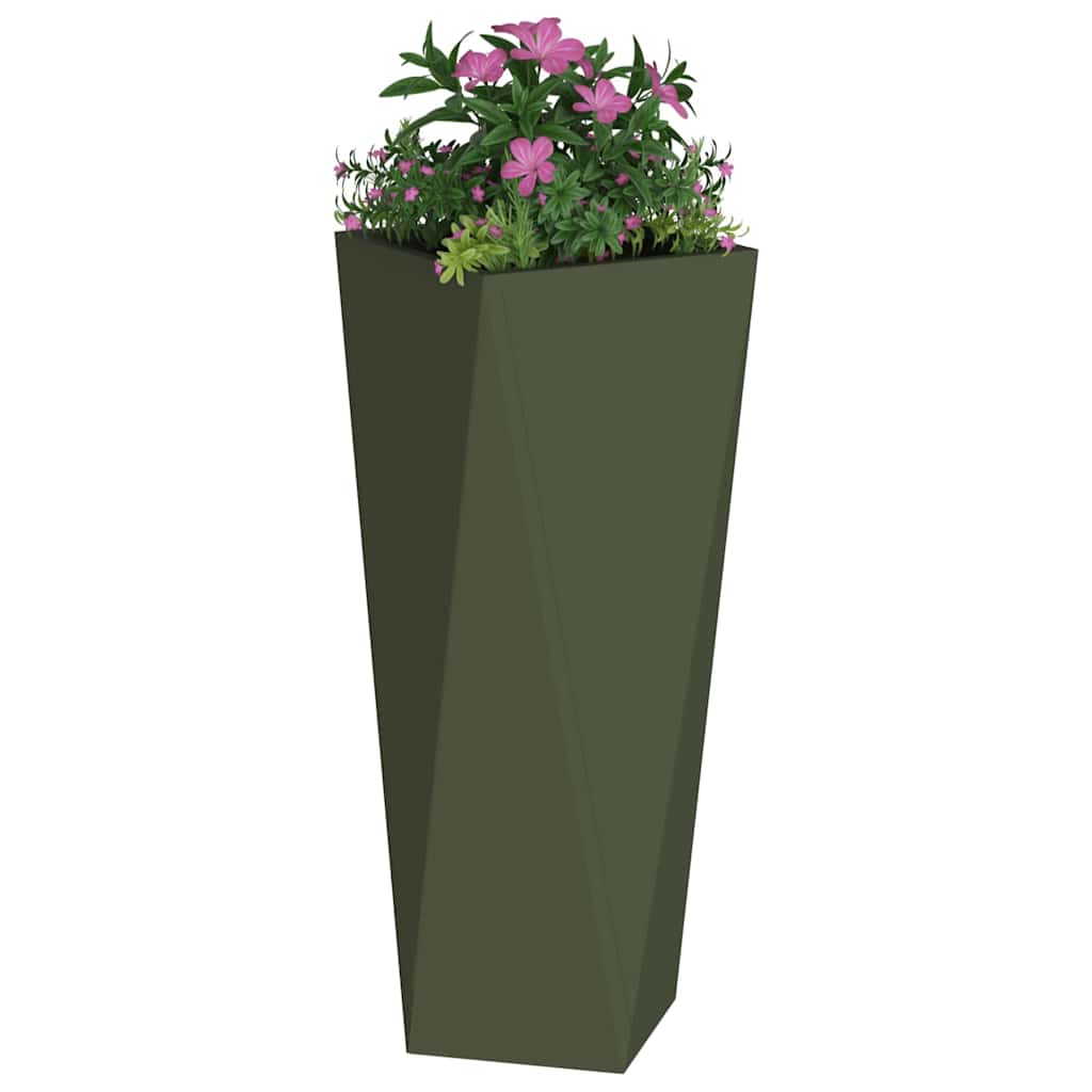 Plantekasse 2 pcs Oliven grøn 30 x 30 x 75 cm Stål