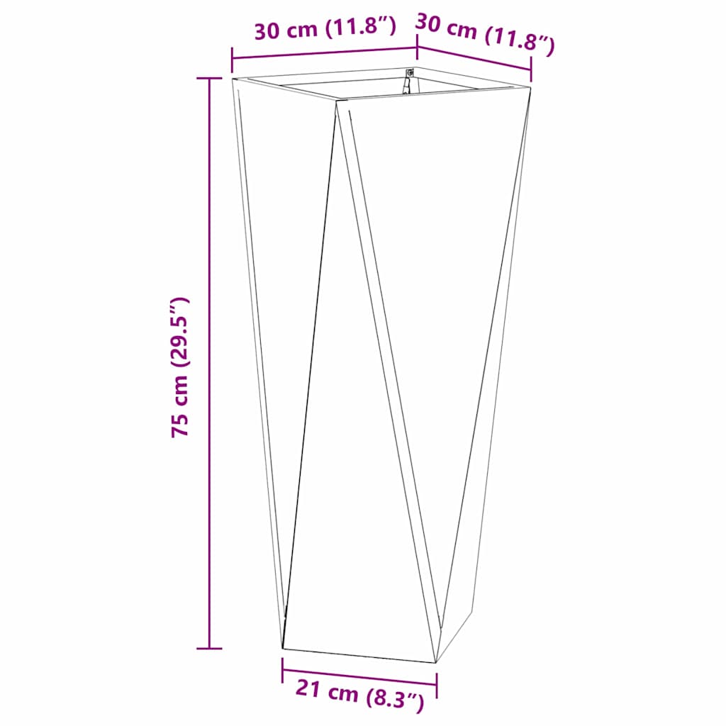 Plantekasse 2 pcs Oliven grøn 30 x 30 x 75 cm Stål