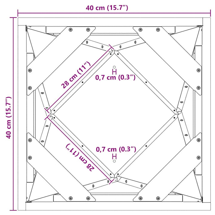 Plantekasse Sort 40 x 40 x 75 cm Stål