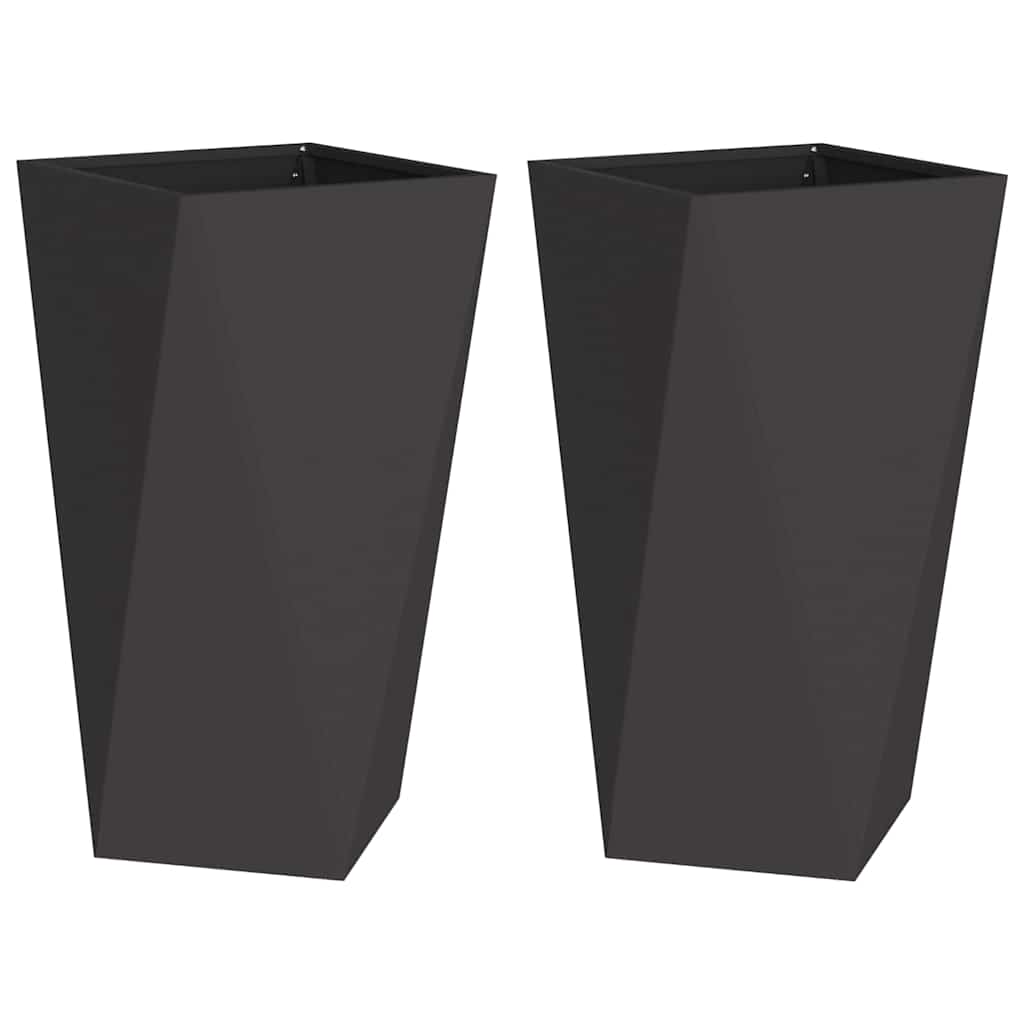 Plantekasse 2 pcs Sort 40 x 40 x 75 cm Stål